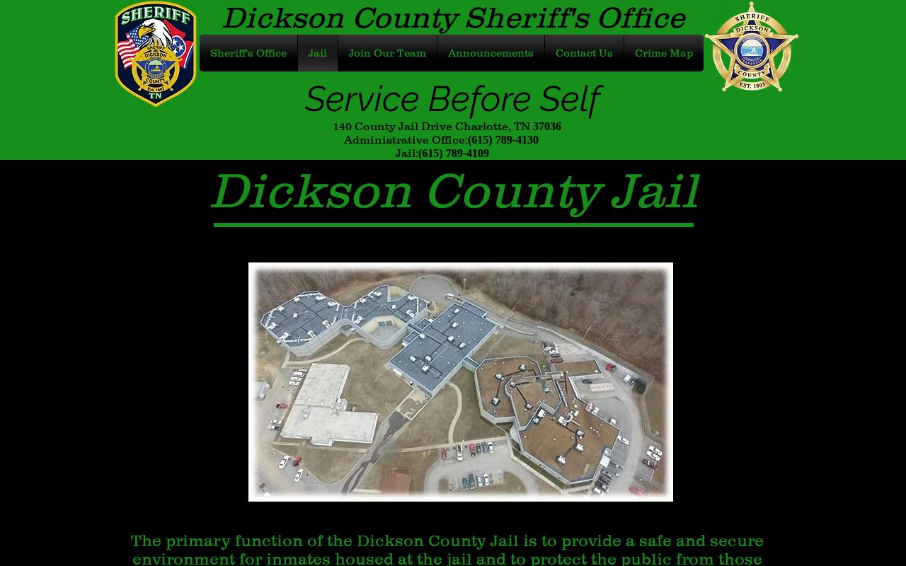 Dickson County Jail information for recent arrest custody checks